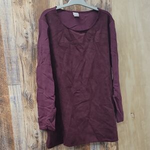 Chico's 3(xl) Elegant Burgundy Deep Merlot Women's Top Ponte Suede